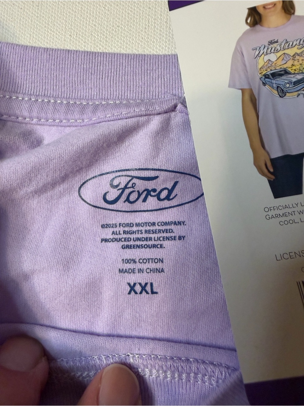 NWT Women's Official Ford Mustang Graphic Tee Lavender 2XL (C1) - Picture 5 of 5
